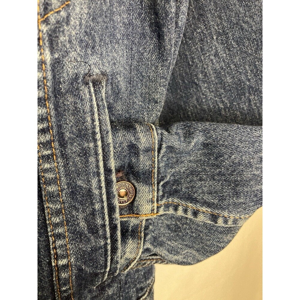 Levis Upcyled Jean Jacket XL Denim Trucker Faded Biker Street Rock 80s 90s Y2K - Picture 4 of 12